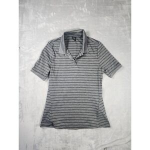 Oakley Polo Shirt Womens XS Grey Striped Golf Tennis Pickleball Performance Fit‎